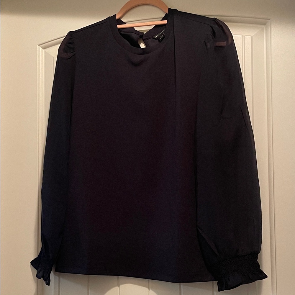 Ann Taylor Navy Long-Sleeve Blouse